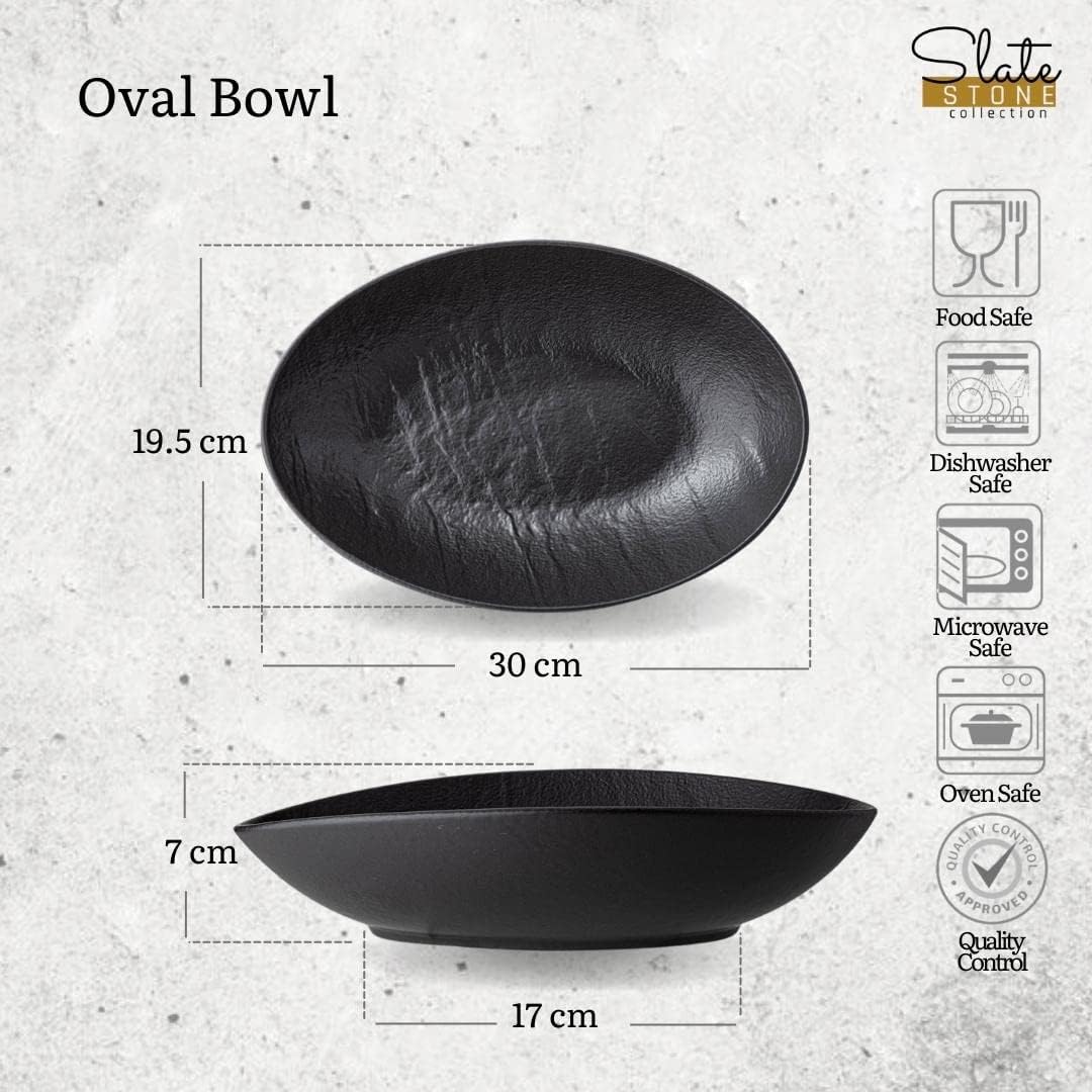 Wilmax Ovale Servierschale SlateStone Schwarz 30 x 19.5 x 7 cm Porzellan WL-661121/A