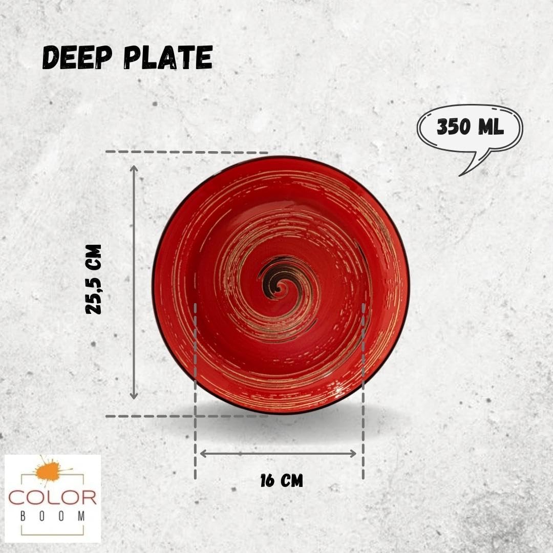 Wilmax WL-669227/A Porzellan Tiefe Platte, Rot, 25.5cm Durchmesser, 350mL Kapazität