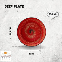 Wilmax WL-669227/A Porzellan Tiefe Platte, Rot, 25.5cm Durchmesser, 350mL Kapazität