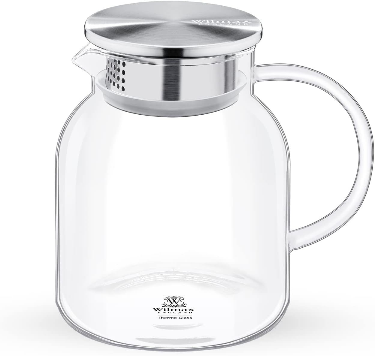 Wilmax Karaffe 1000 ml Thermoglas mit Edelstahl Deckel Transparent WL-888213/A