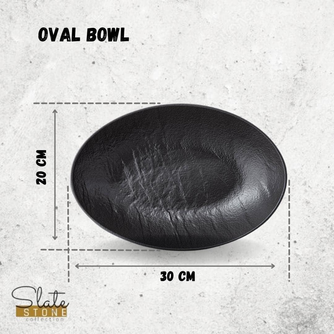 Wilmax Ovale Servierschale SlateStone Schwarz 30 x 19.5 x 7 cm Porzellan WL-661121/A