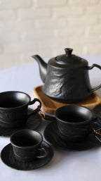 Wilmax Kaffeetassen Set mit Untertassen 180 ml 2er Schwarz WL-661151/AB2