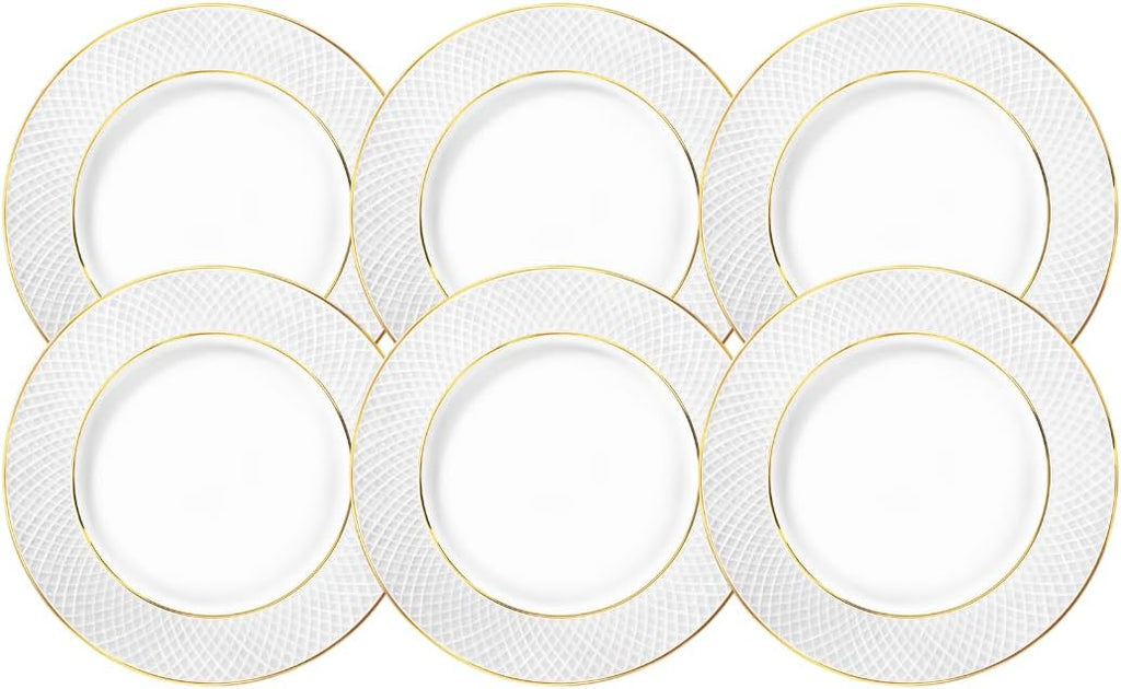 Wilmax Speiseteller 25.5 cm Weiß Goldrand Porzellan 6er Set WL-880102104/A6