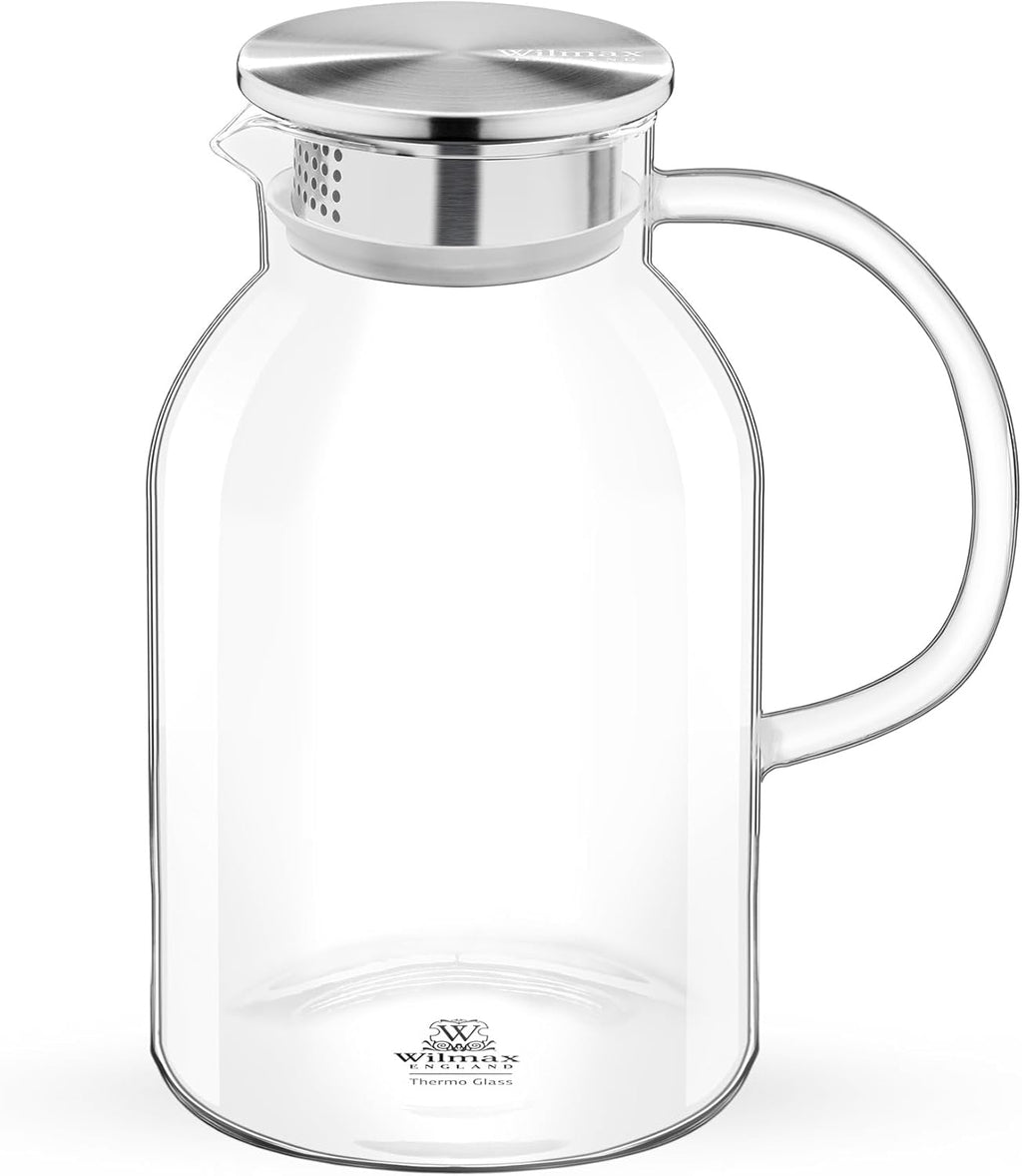 Wilmax Krug 2100 ml Thermoglas mit Edelstahl Deckel Transparent WL-888214/A