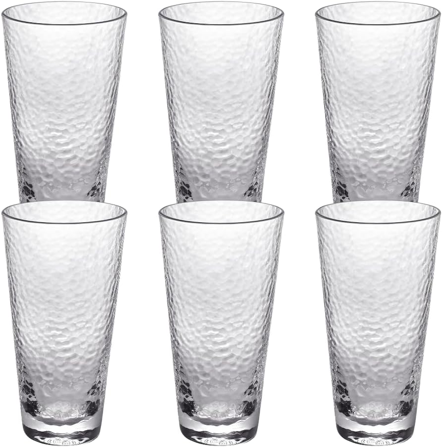 Wilmax - Trinkgläser - 320ml - 6er set - Gehämmerter Stil - Getränkegläser für Wasser, Saft, Limonade, Tee, Eiskaffee, Cocktails - Wassergläser