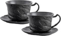Wilmax Kaffeetassen Set mit Untertassen 250 ml 2er Schwarz WL-661152/AB2