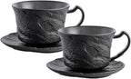 Wilmax Kaffeetassen Set mit Untertassen 250 ml 2er Schwarz WL-661152/AB2