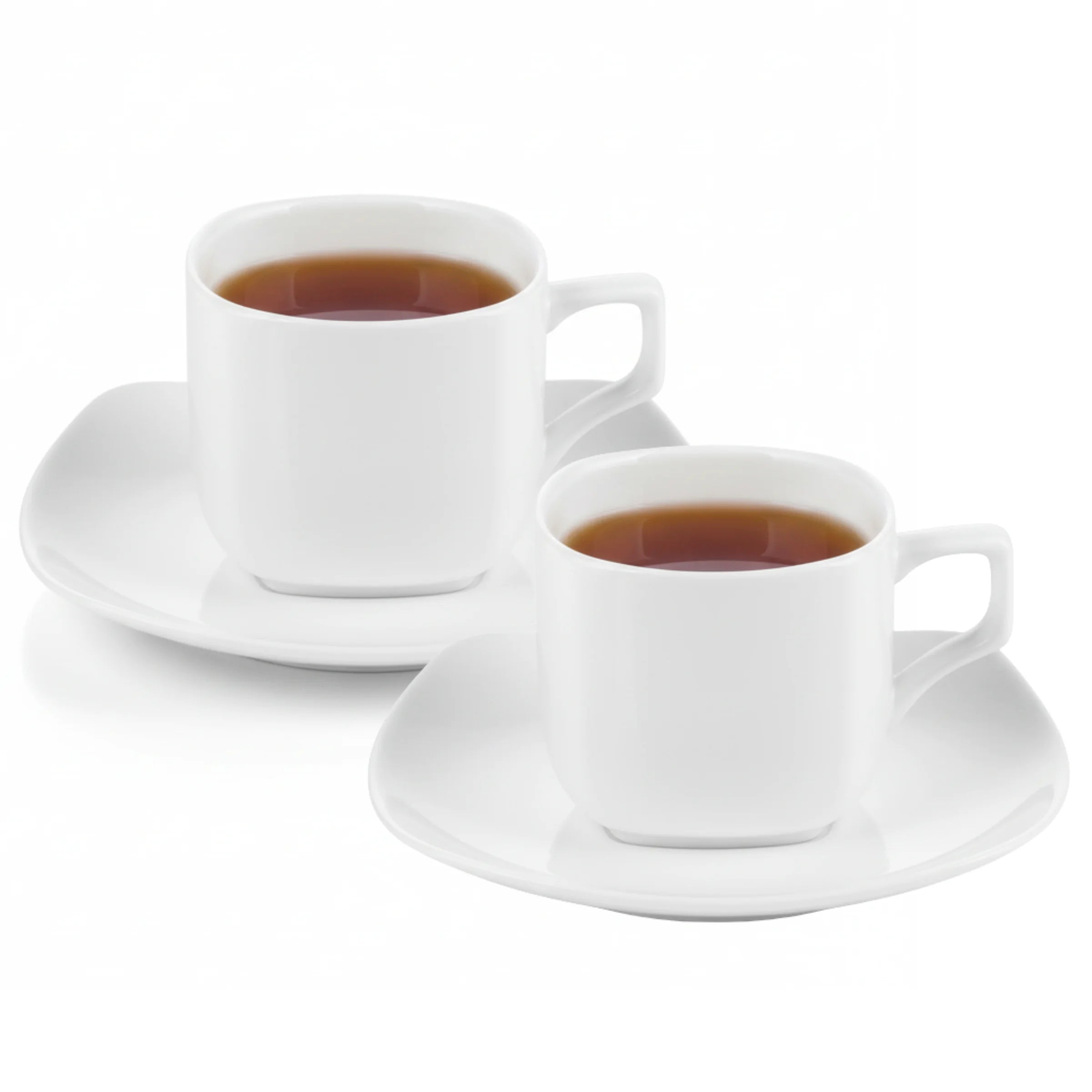 Wilmax Tasse mit Untertassen 200 ml 2er-Set Weiß aus Porzellan