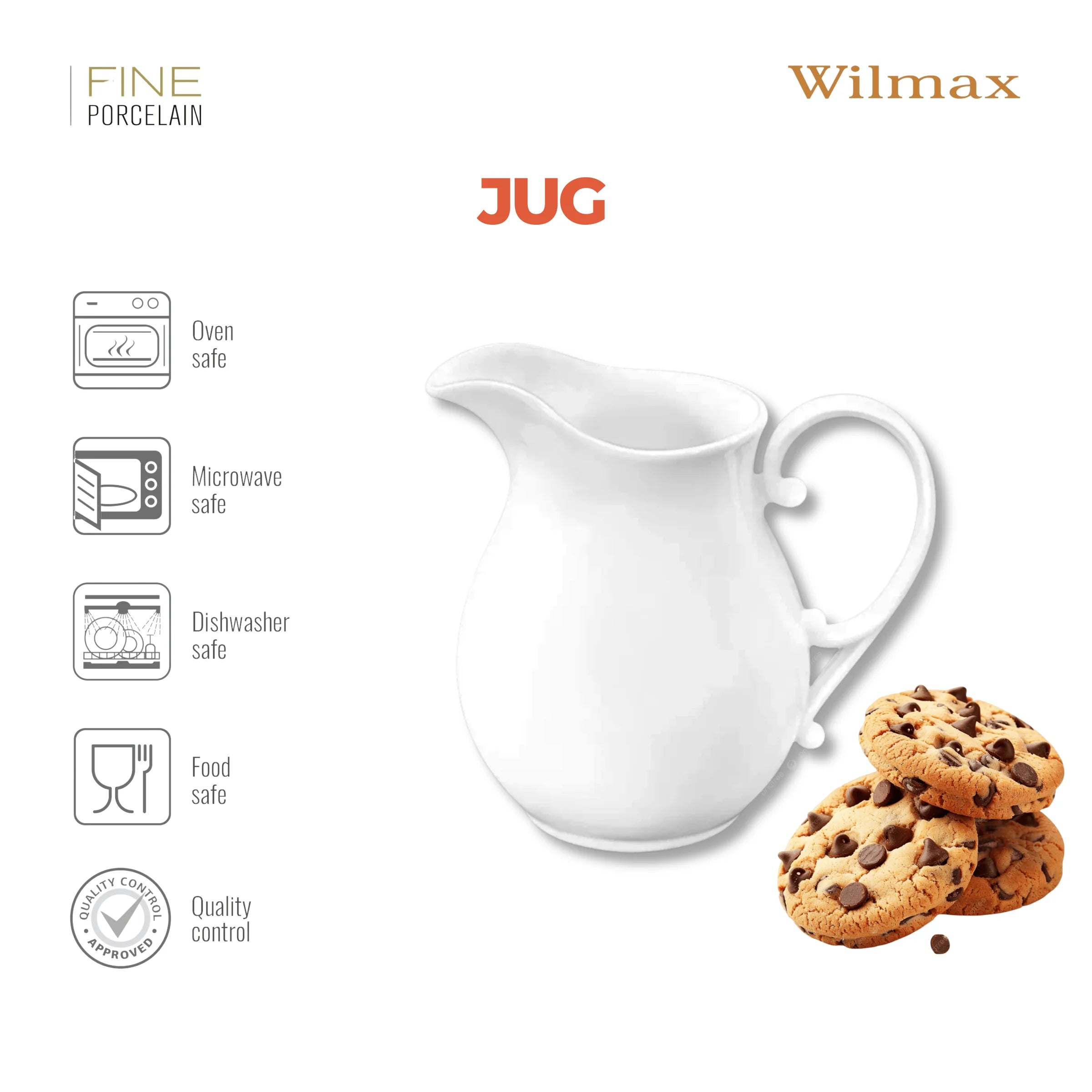 Wilmax Sahnekännchen 290 ml Weiß aus Porzellan