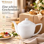 Wilmax Kaffee- und Teekanne mit integriertem Ausgusssieb mit integriertem Ausgusssieb 900 ml Weiß aus Porzellan