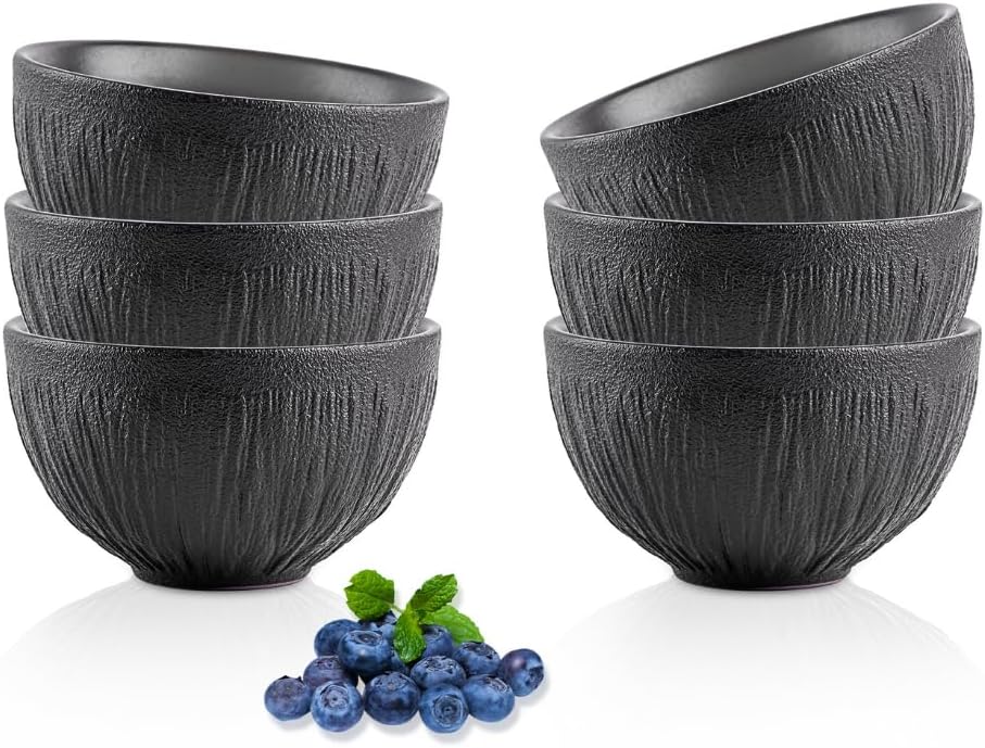 Wilmax Schale 600 ml 6er-Set Schwarz aus Porzellan