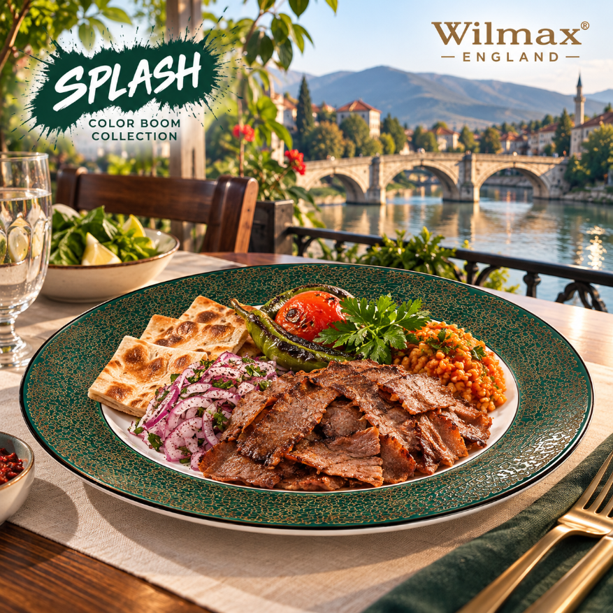 Wilmax Servierplatte 30 cm Grün aus Porzellan