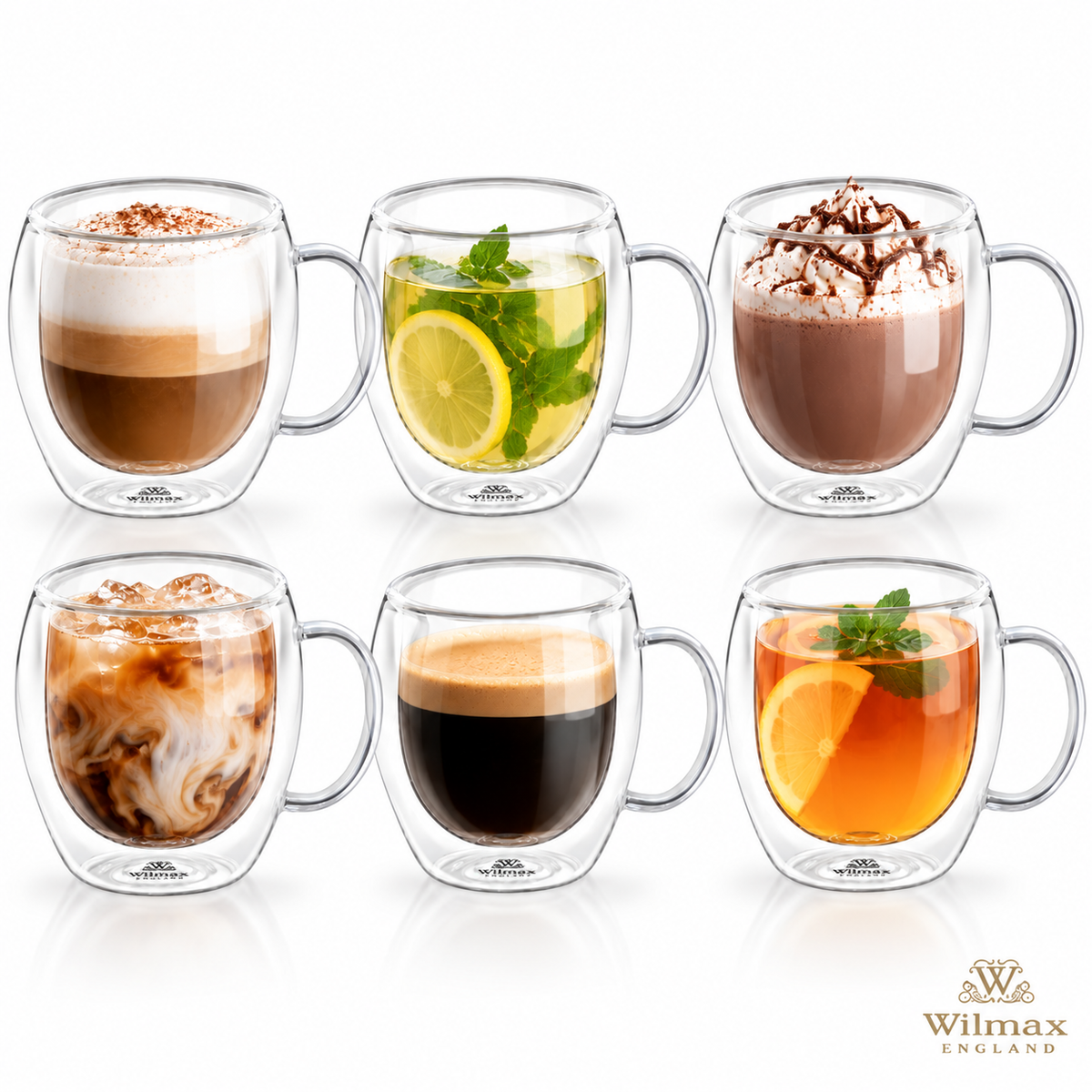 Wilmax Doppelwandige Tasse 500 ml 6er-Set Transparent