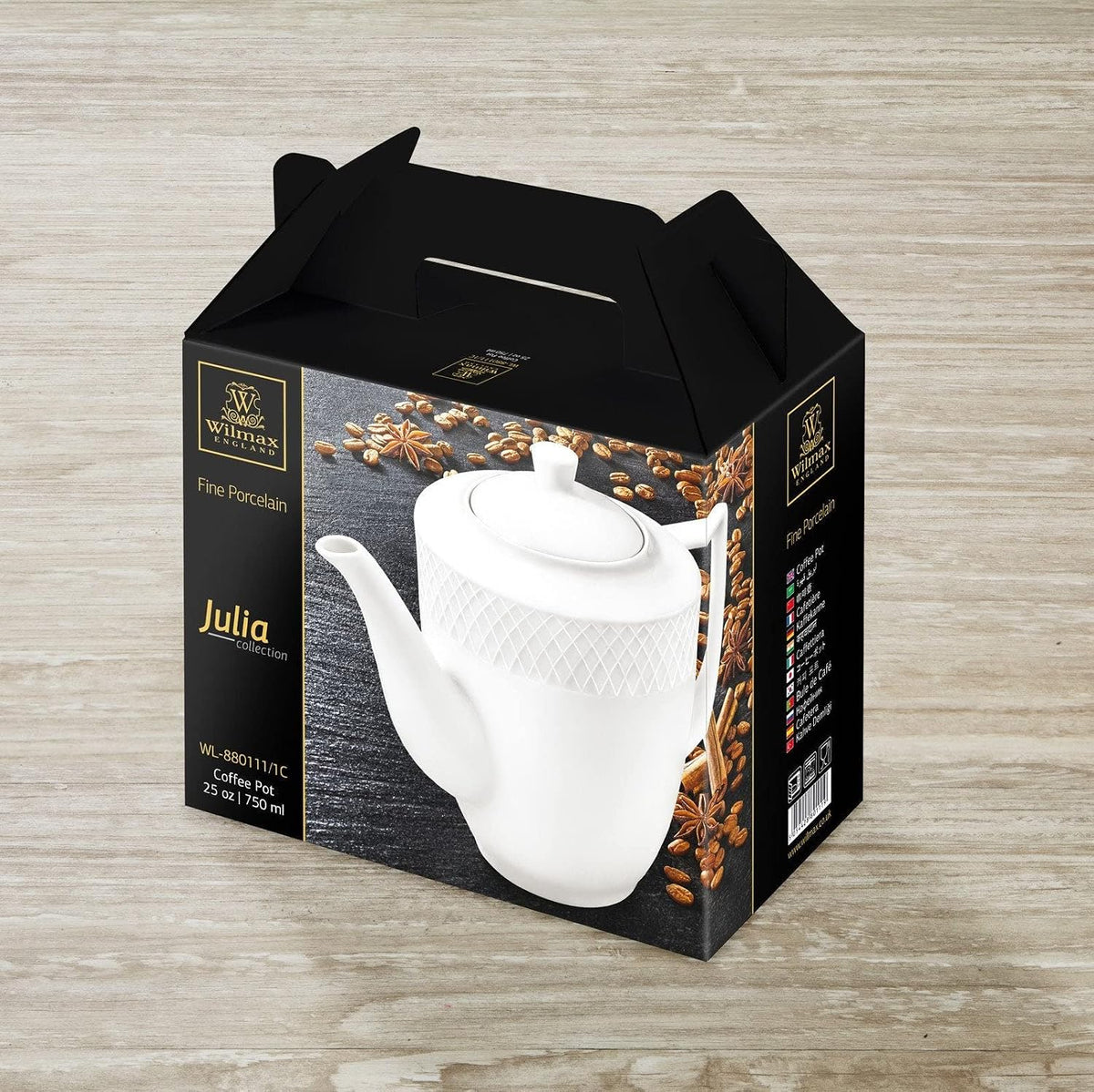 Wilmax Kaffee- und Teekanne mit integriertem Ausgusssieb mit integriertem Ausgusssieb 750 ml Weiß aus Porzellan