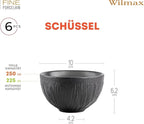 Wilmax Schale 250 ml 6er-Set Schwarz aus Porzellan