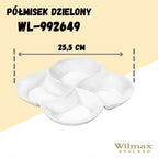 Wilmax Geteilter Servierteller 22 × 22 cm mit 4 Fächern Weiß aus Porzellan