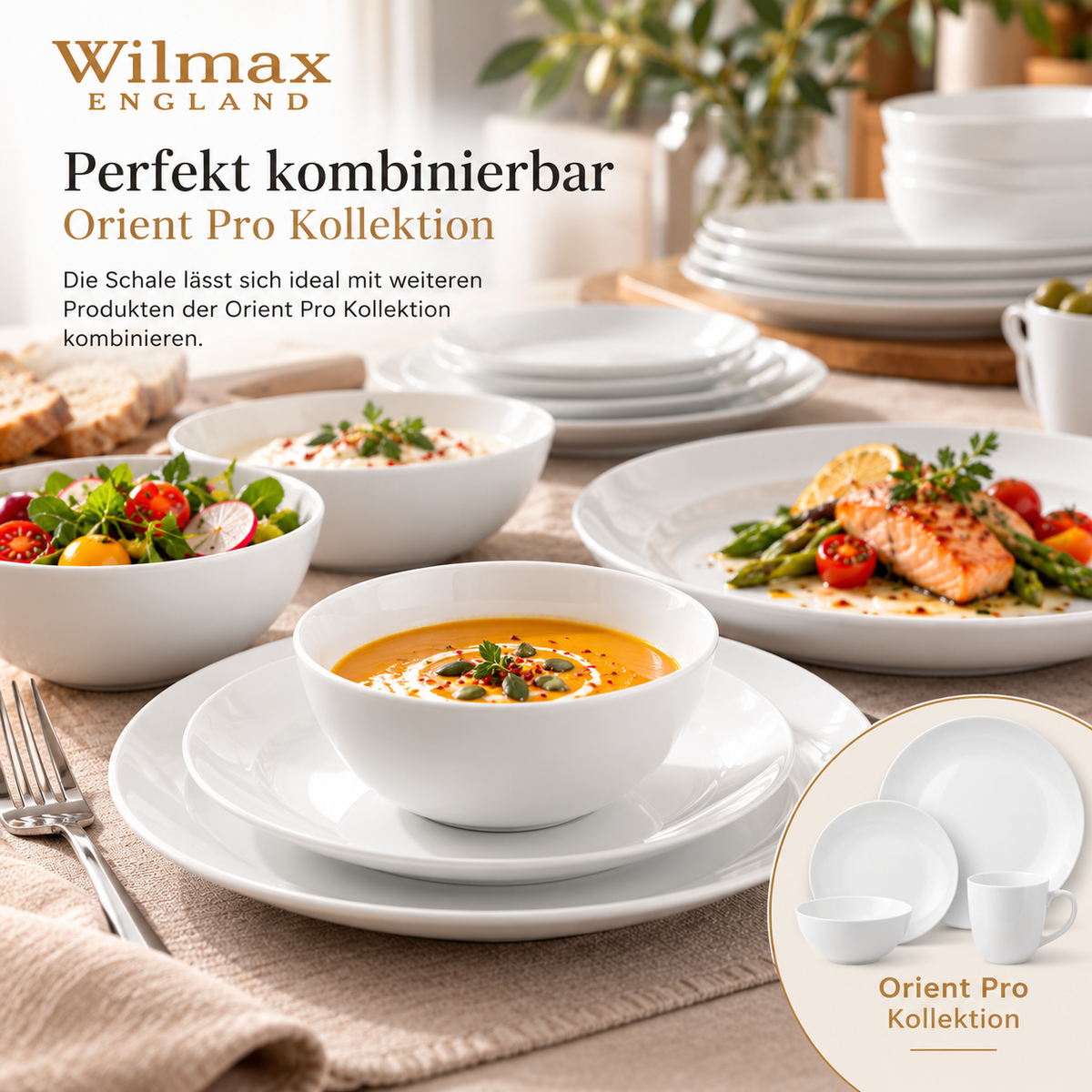 Wilmax Schale 11 cm 300 ml 2er-Set Weiß aus Porzellan