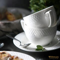 Wilmax Tasse mit Untertasse 240 ml Weiß aus Porzellan