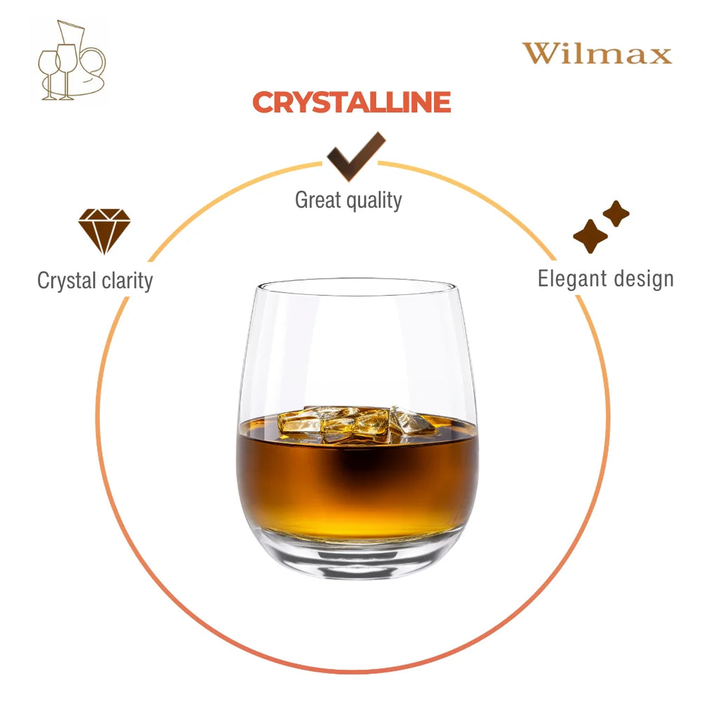 Wilmax Whiskyglas 370 ml 6er-Set Transparent aus Wilmax Crystalline-Serie