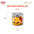Wilmax Vorratsglas 600 ml mit Edelstahldeckel Transparent