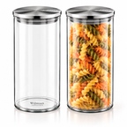 Wilmax Vorratsglas 1300 ml mit Edelstahldeckel 2er-Set Transparent