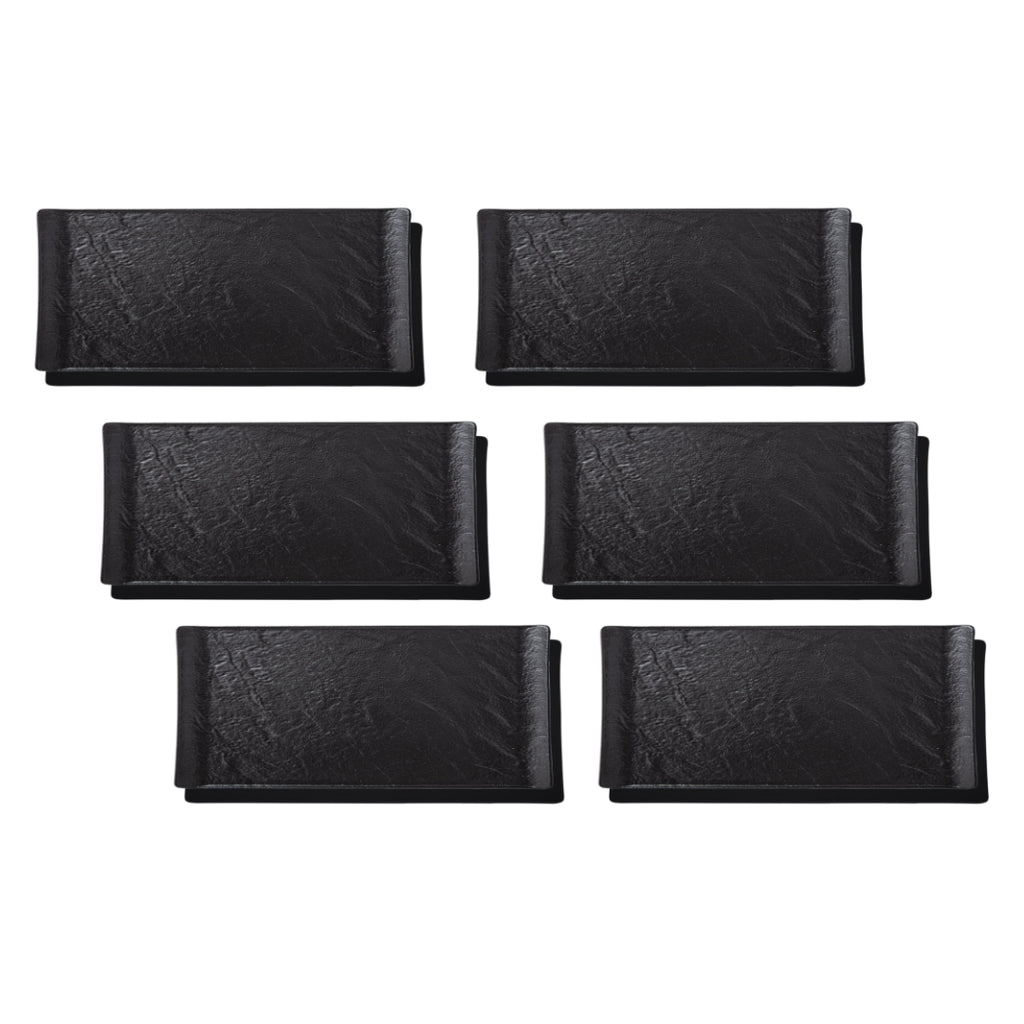 Wilmax Rechteckige Schale 15 x 8 cm 6er Set SlateStone Schwarz WL-661101/A6