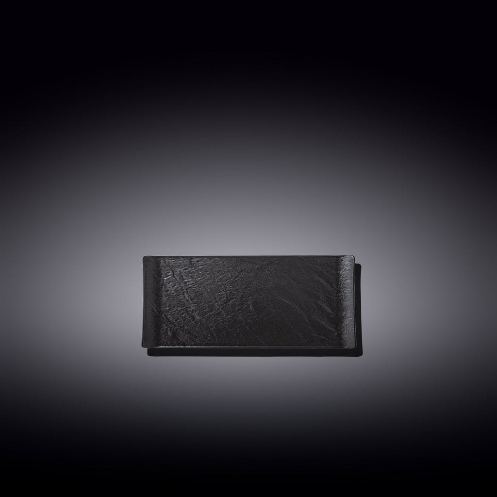 Wilmax Servierplatte 15 × 8 cm Schwarz aus Porzellan