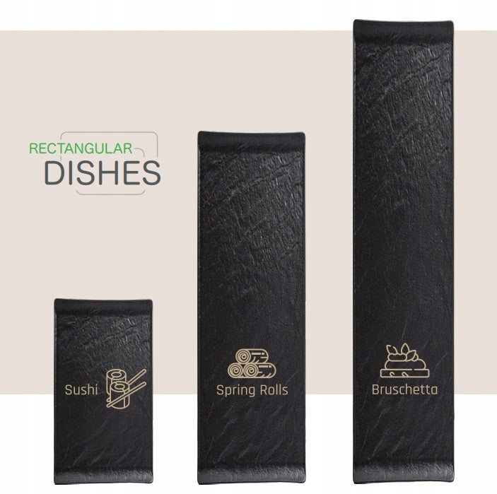 Wilmax Servierplatte 30 x 9.5 cm 2er Set SlateStone Schwarz WL-661102/A2