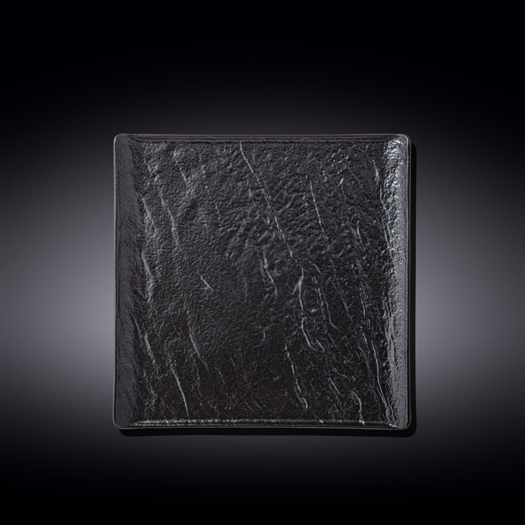Wilmax Quadratische Servierplatte 21,5 × 21,5 cm Schwarz aus Porzellan
