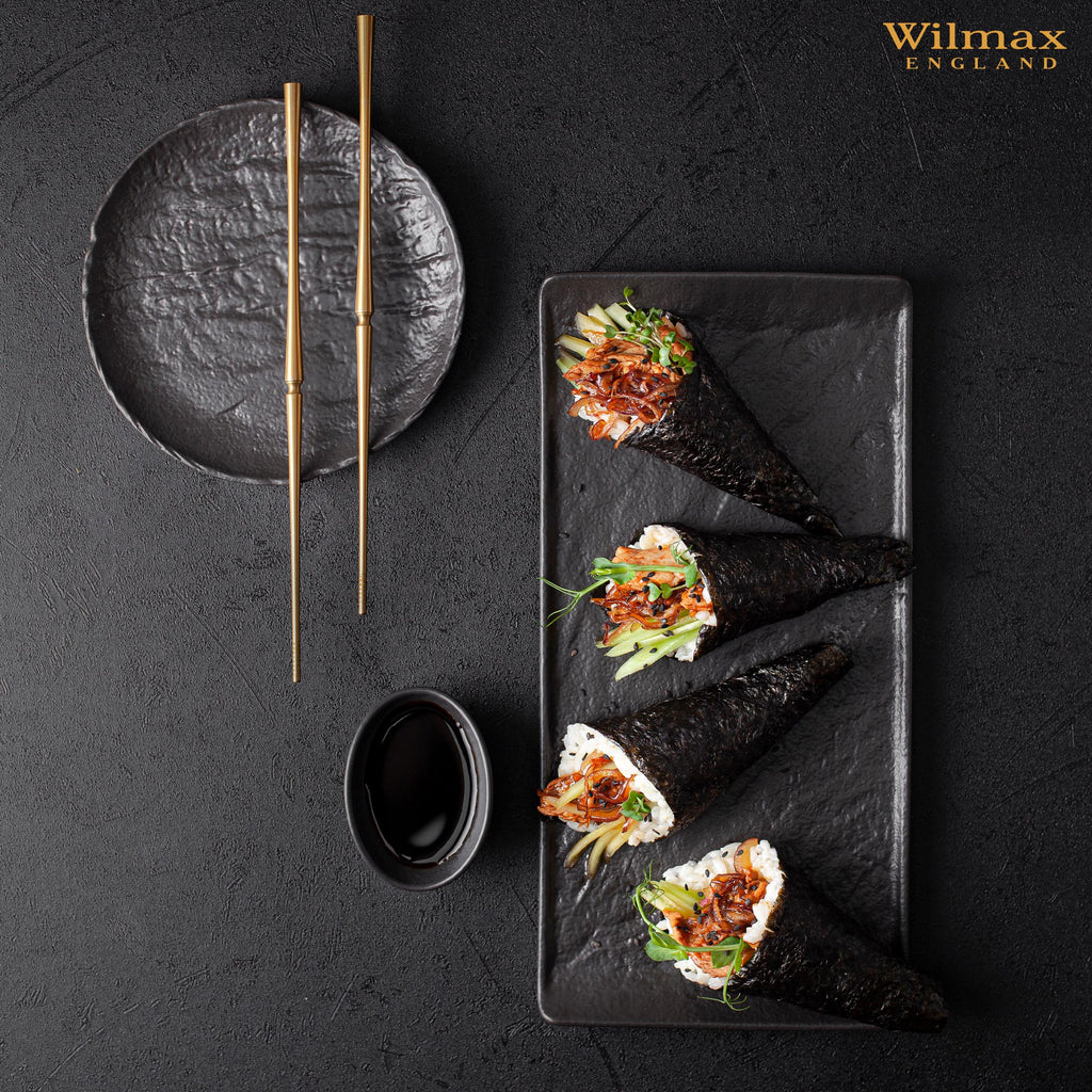 Wilmax Ovale Schale 8 x 6 x 3 cm 6er Set SlateStone Schwarz WL-661117/A6
