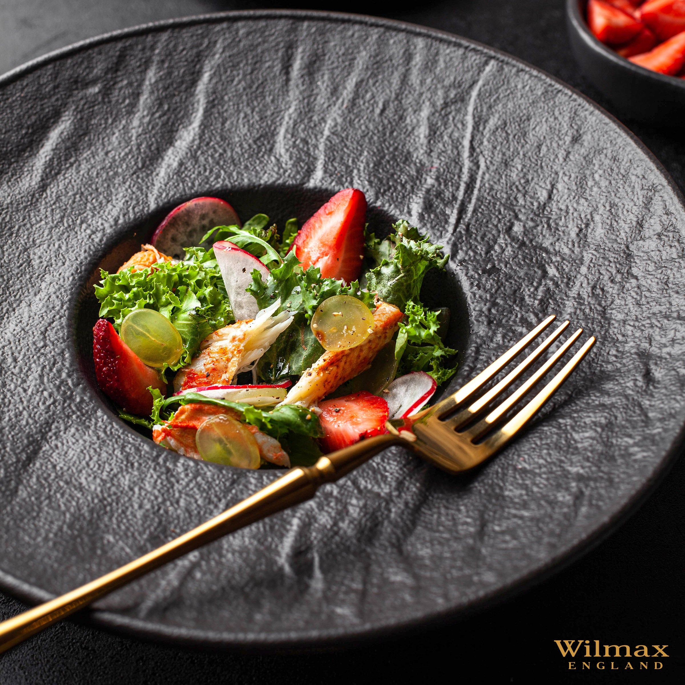 Wilmax Tiefer Teller 27 cm 250 ml Schwarz aus Porzellan