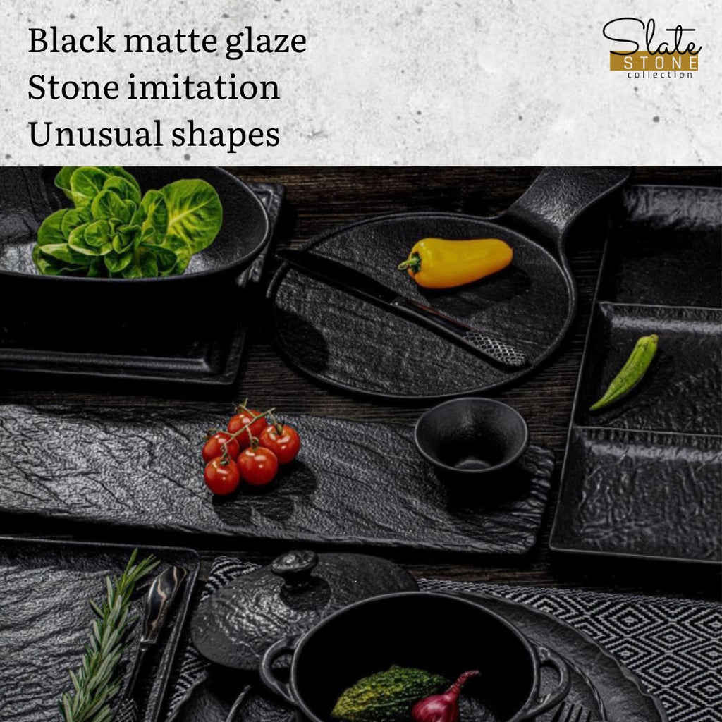 Wilmax Ovale Schale SlateStone Schwarz 13 x 10 x 6 cm Porzellan WL-661118/A