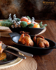 Wilmax Oval Schüssel Set 2-teilig Schwarz Porzellan WL-661120/A2