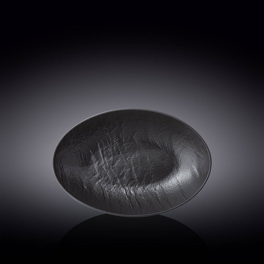 Wilmax Ovale Servierschale 25 × 16,5 × 6 cm Schwarz aus Porzellan