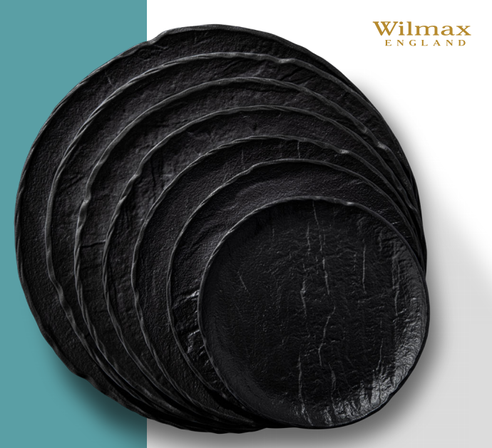 Wilmax Runder Teller 25 cm Schwarz aus Porzellan