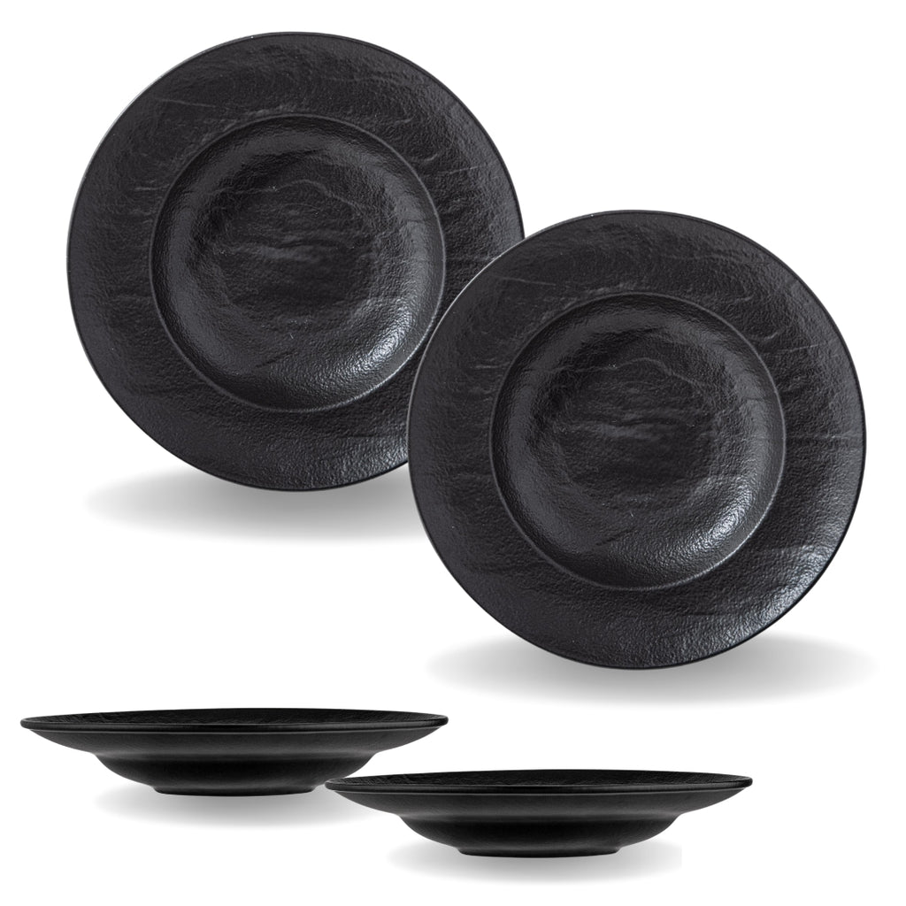 Wilmax Tiefer Teller 25.5 cm 350 ml 2er Set Schwarz WL-661130/A2