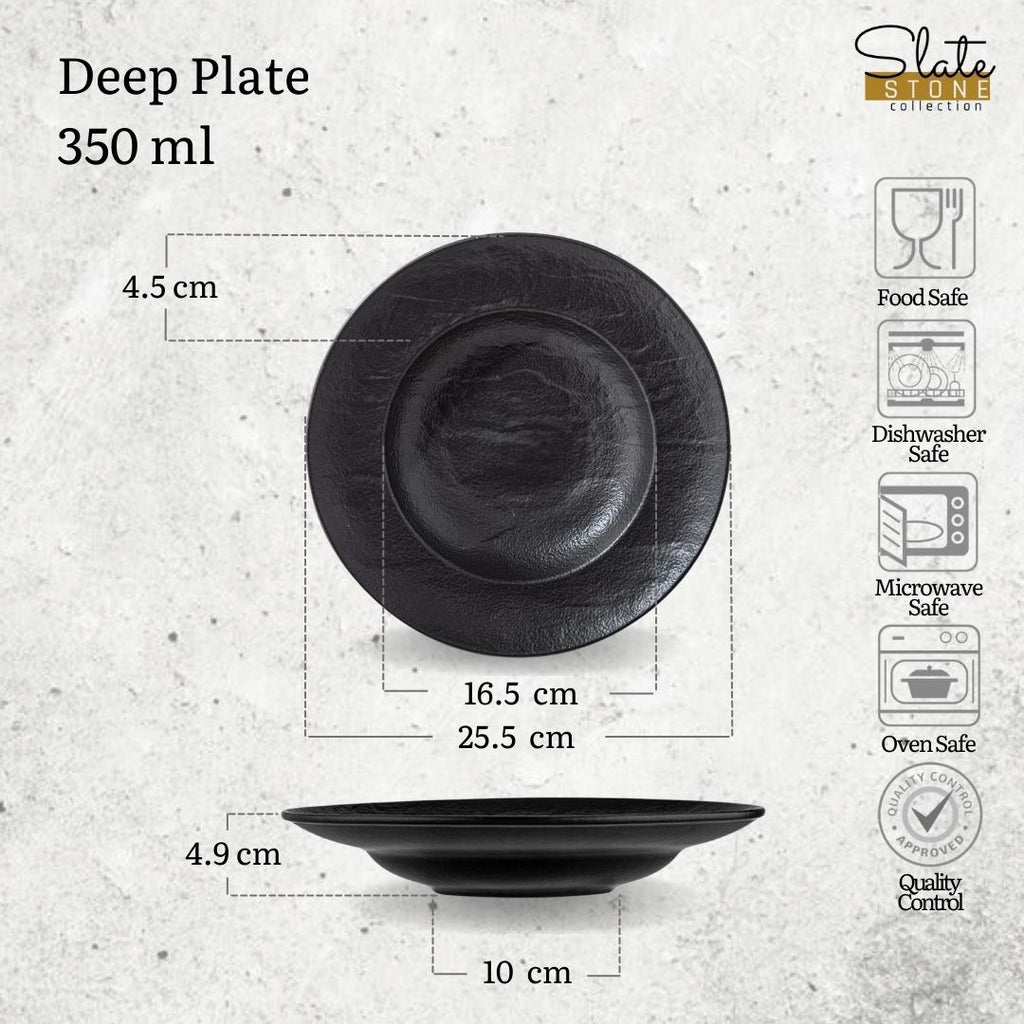 Wilmax Tiefer Teller 25.5 cm 350 ml 2er Set Schwarz WL-661130/A2