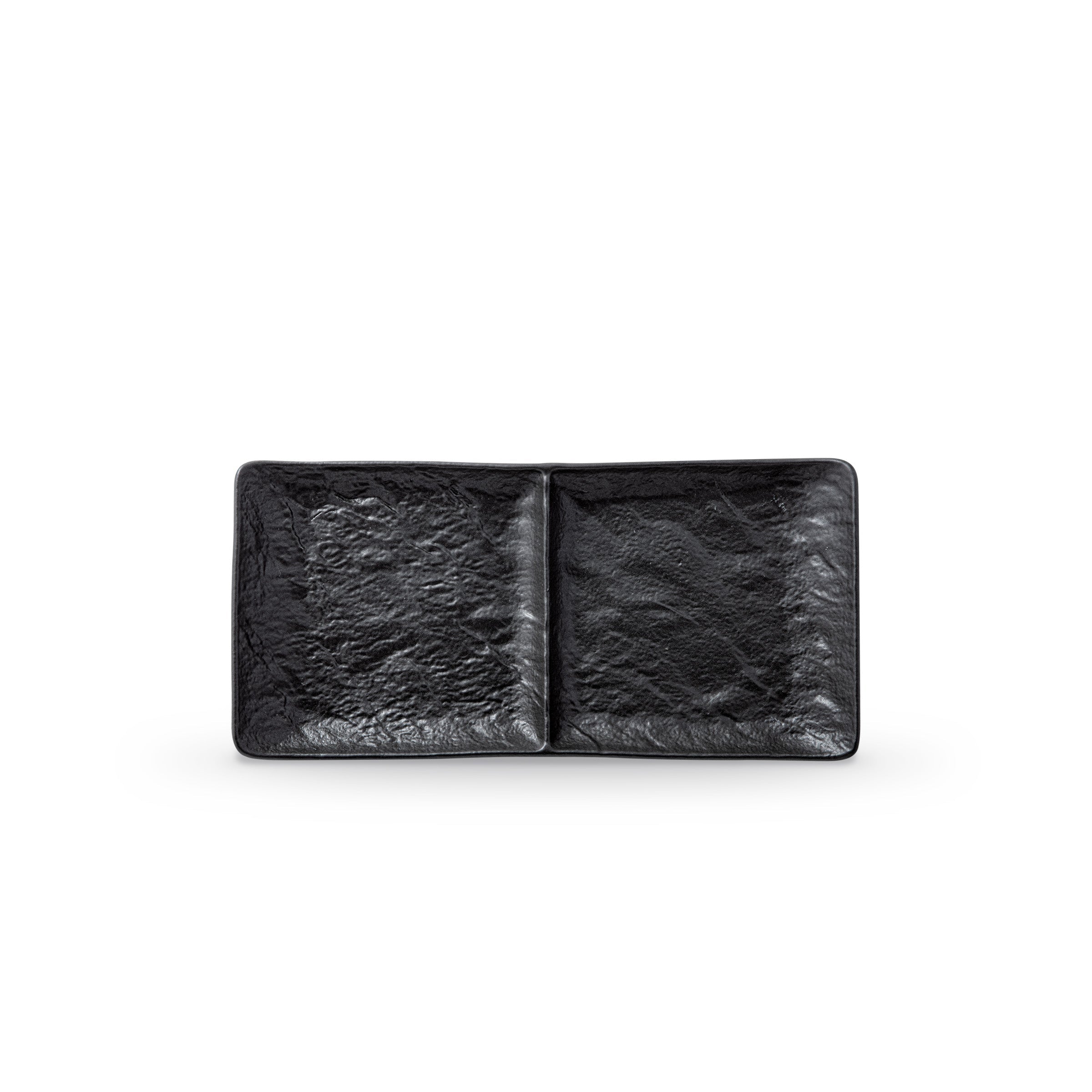 Wilmax Rechteckiger Teller mit 2 Fächern 27 × 13 cm Schwarz aus Porzellan