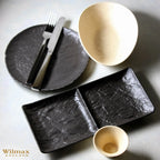 Wilmax Rechteckiger Teller mit 2 Fächern 27 × 13 cm Schwarz aus Porzellan
