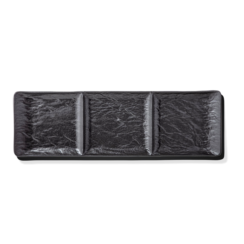 Wilmax 3 fächige Porzellanschale 40.5 x 13 cm 2er Set Schwarz WL-661136/A2