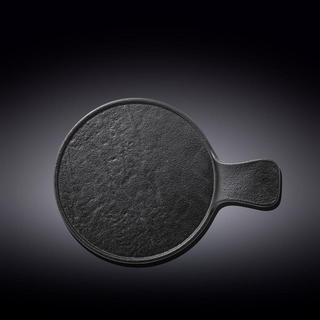 Wilmax Runde Servierplatte mit Griff 30,5 × 21,5 cm Schwarz aus Porzellan