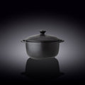 Wilmax Topf mit Deckel 600 ml Schwarz aus Porzellan