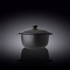 Wilmax Topf mit Deckel 600 ml Schwarz aus Porzellan