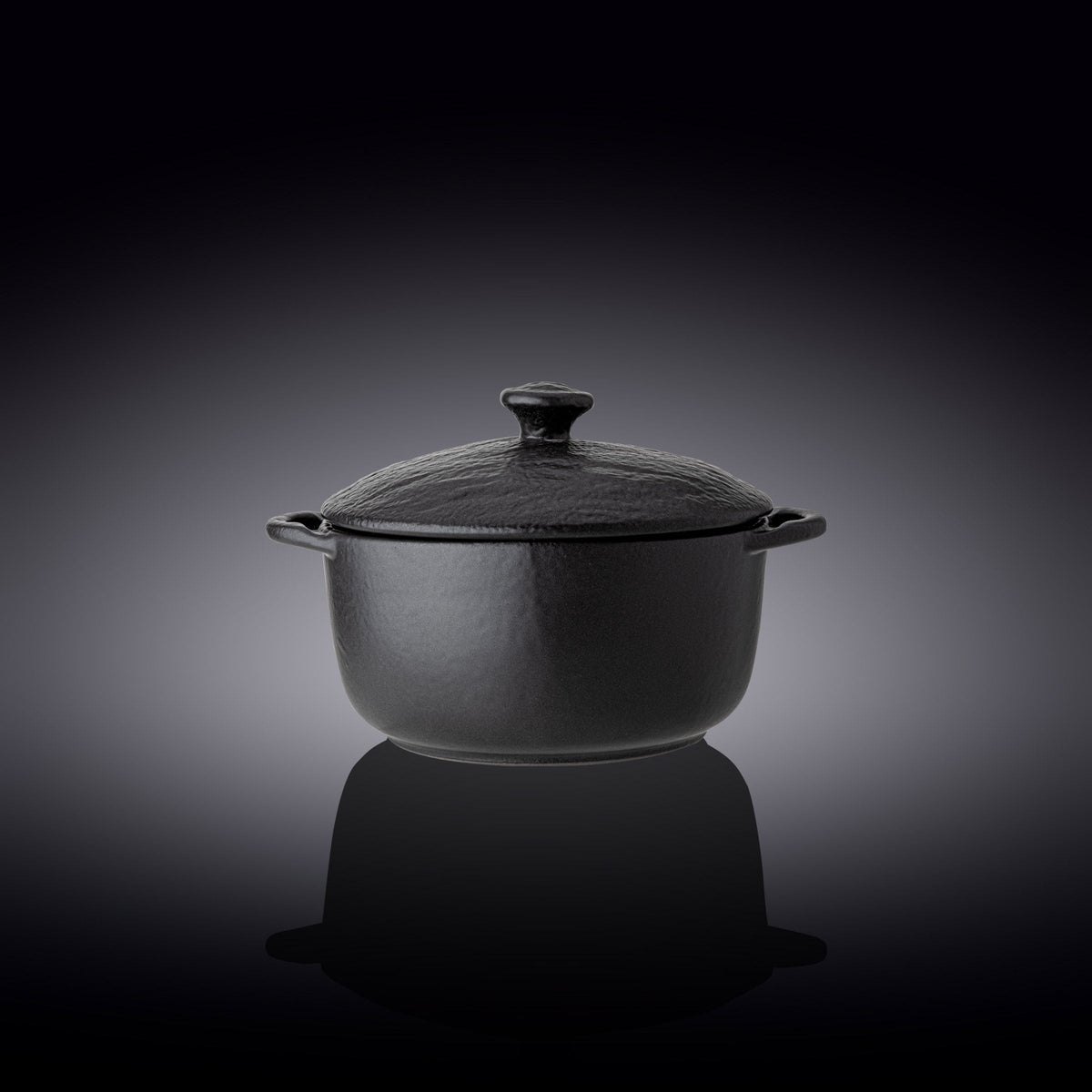 Wilmax Topf mit Deckel 600 ml Schwarz aus Porzellan