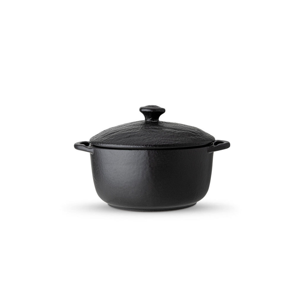 Wilmax Topf mit Deckel 600 ml Schwarz aus Porzellan