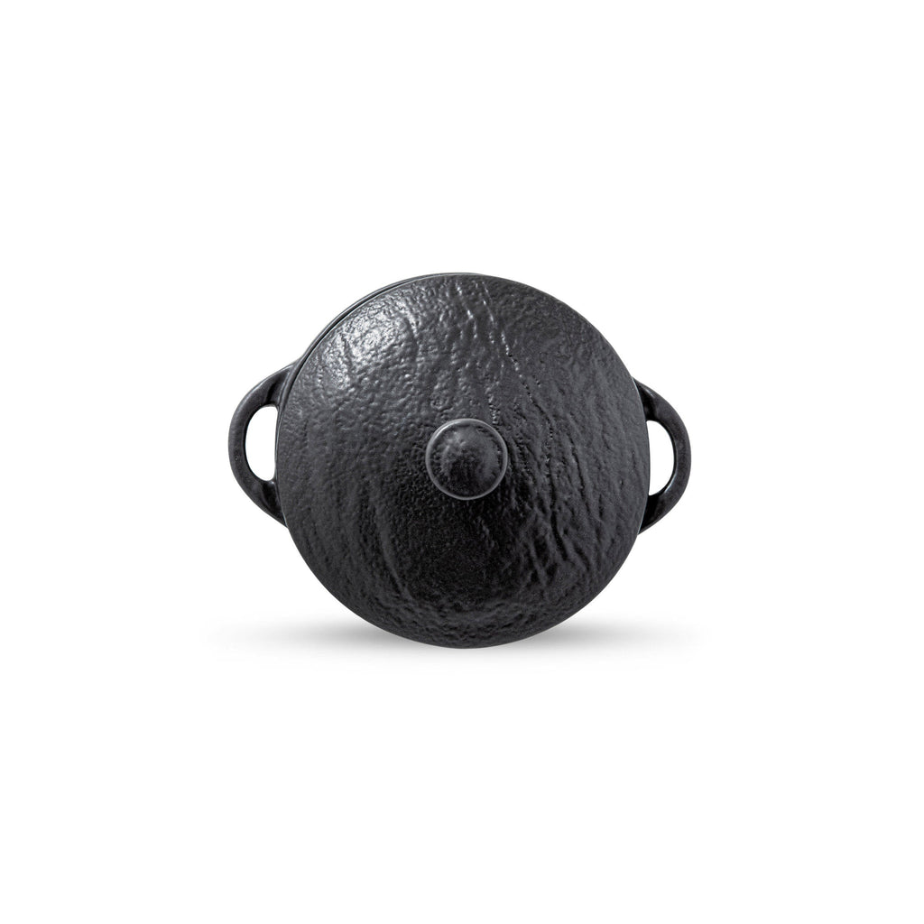 Wilmax Topf mit Deckel 600 ml Schwarz aus Porzellan