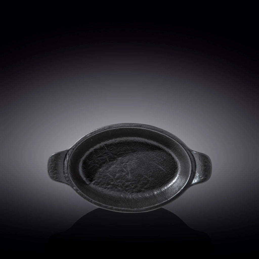 Wilmax Ovale Auflaufform 28 × 16 cm 500 ml Schwarz aus Porzellan