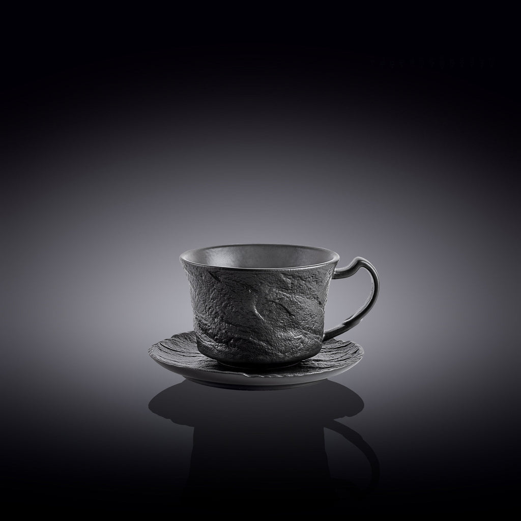 Wilmax Espressotasse mit Untertasse 75 ml Schwarz aus Porzellan