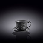 Wilmax Espressotasse mit Untertasse 75 ml Schwarz aus Porzellan