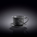 Wilmax Tasse mit Untertasse 180 ml Schwarz aus Porzellan